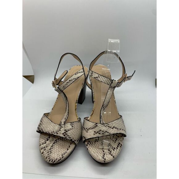 Cato Womens Open Toe Sandals Block High Heels Snake Pattern Shoes Size 8 - Picture 3 of 10
